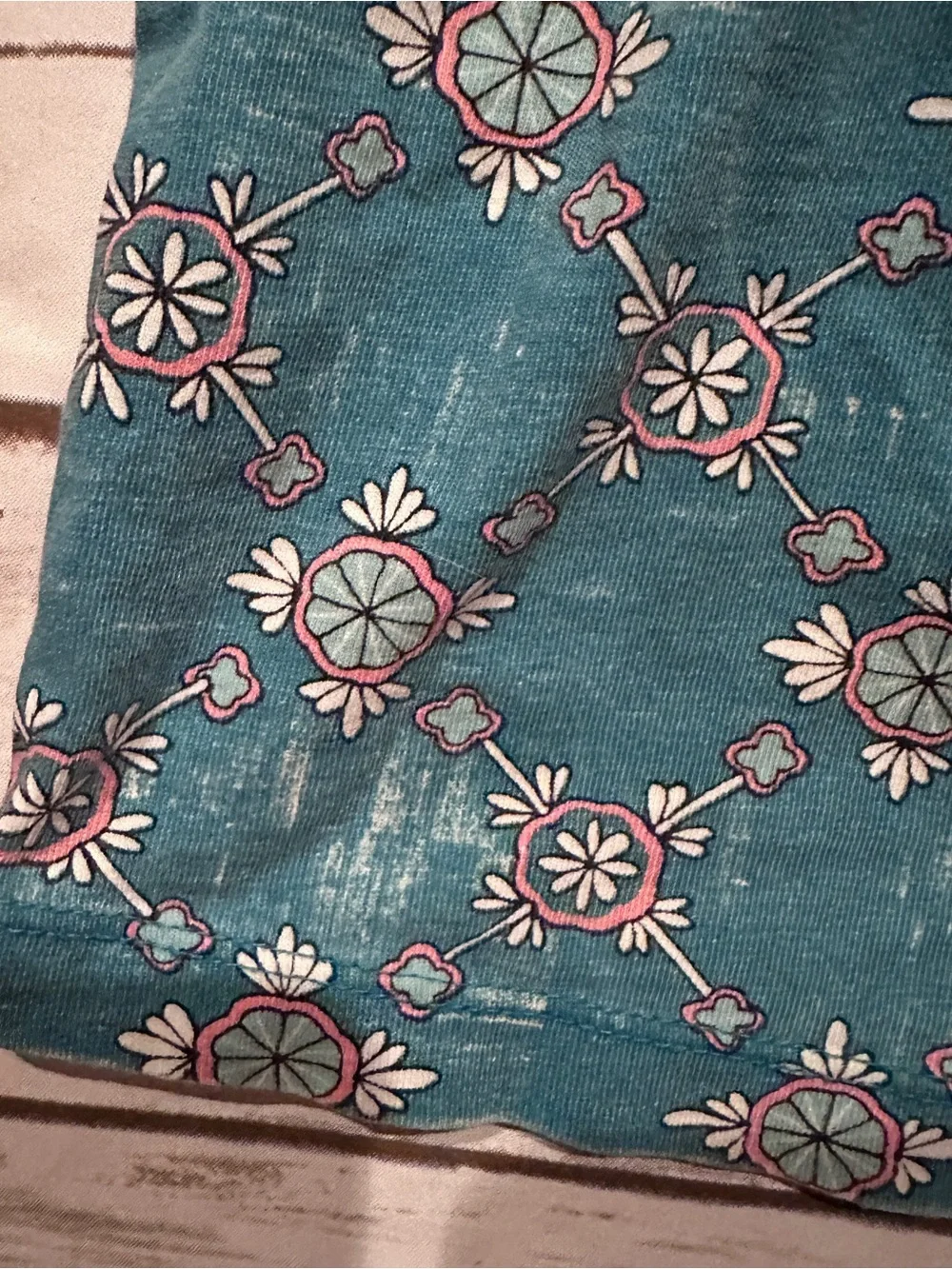 Tea teal floral dress 5y fair hole